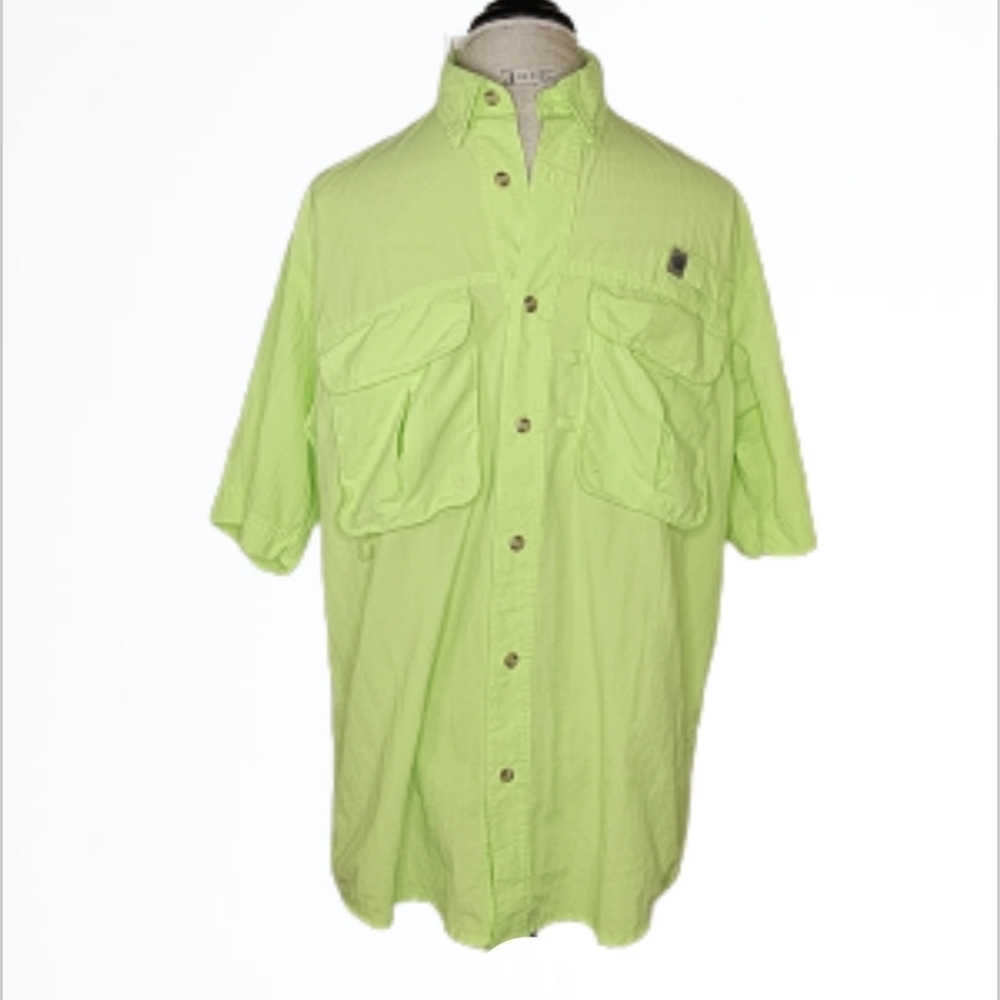 Reel Legends Men's Performance Saltwater II Casual Shirt Chartreuse Size Small